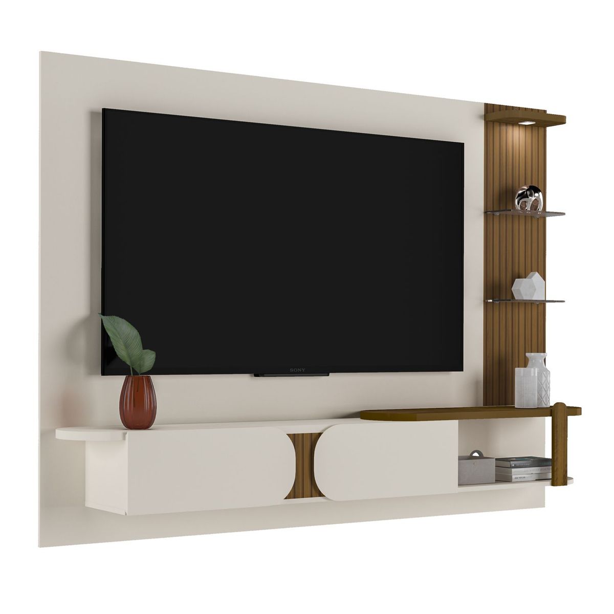 BERTOLINI - Panel Mueble de TV 70 Pulgadas Luxury Incluye Soporte TV y Luces LED 200x147 cm Bertolini