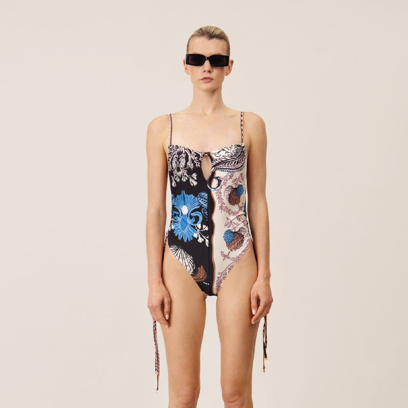 ONDA DE MAR - Vestido de baño Enterizo Lissete con espalda en U con estampado Onda de Mar