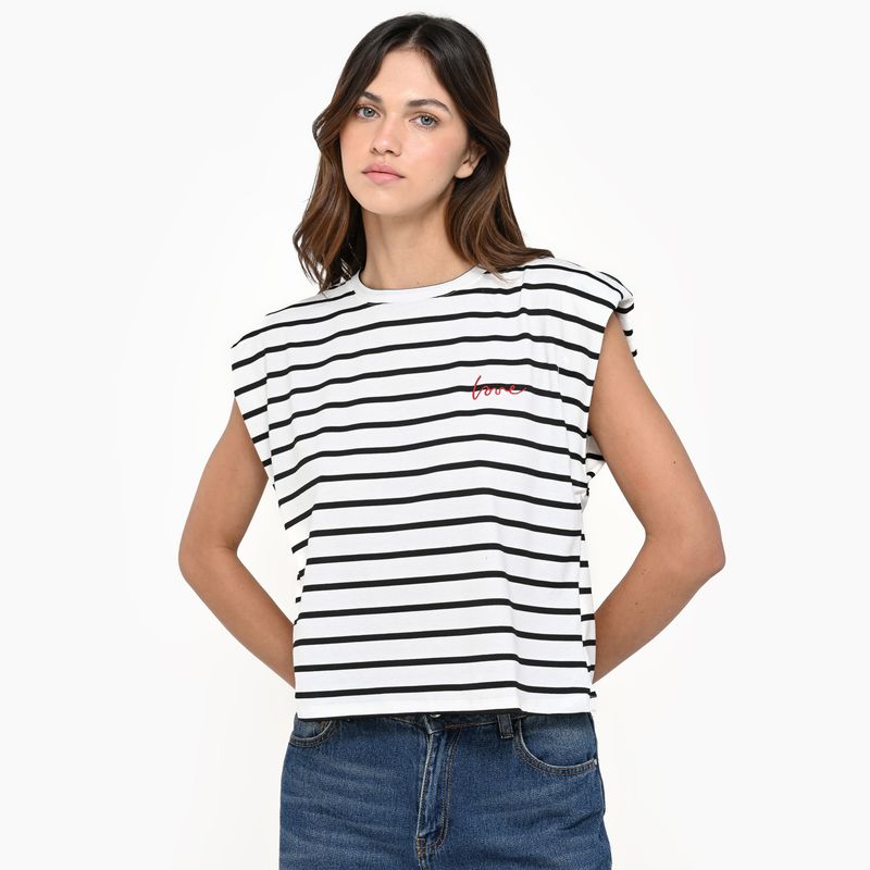 SYBILLA - Camiseta Mujer con Bordado Sin mangas Sybilla