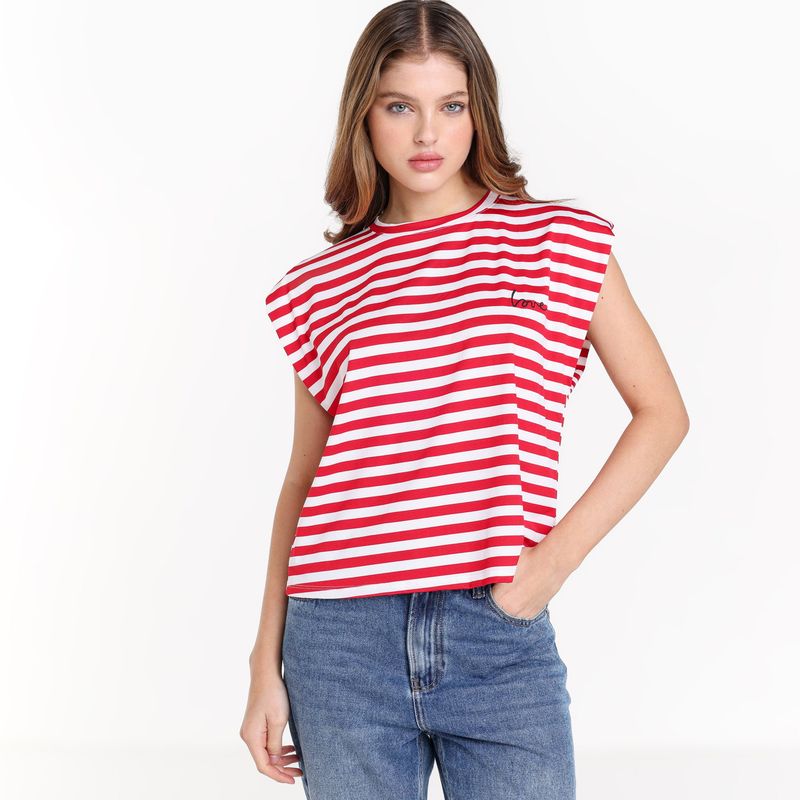 SYBILLA - Camiseta Mujer con Bordado Sin mangas Sybilla