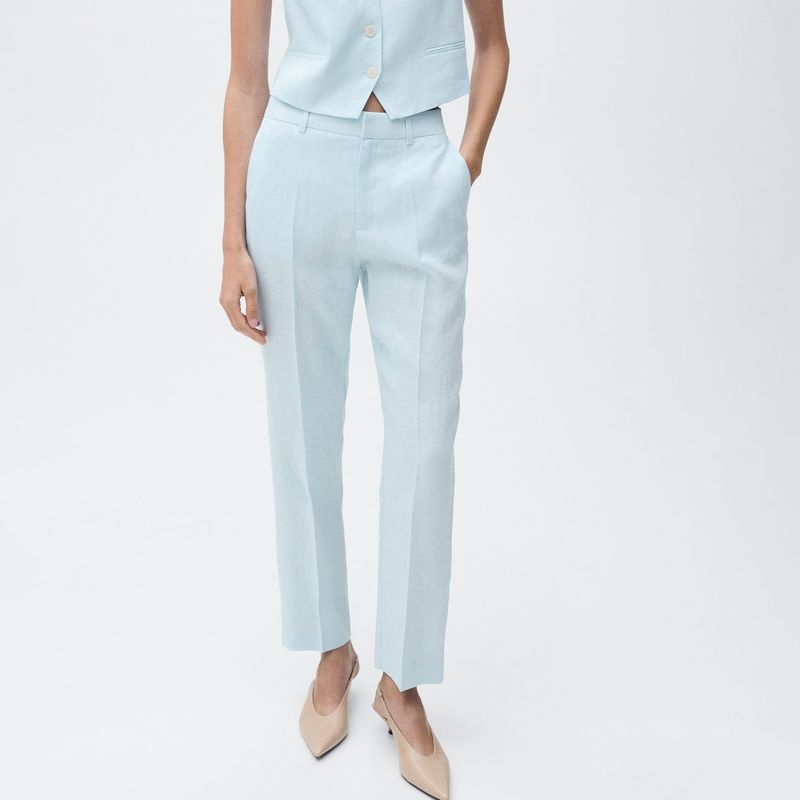 MANGO - Pantalón Recto Mujer Tiro alto MANGO