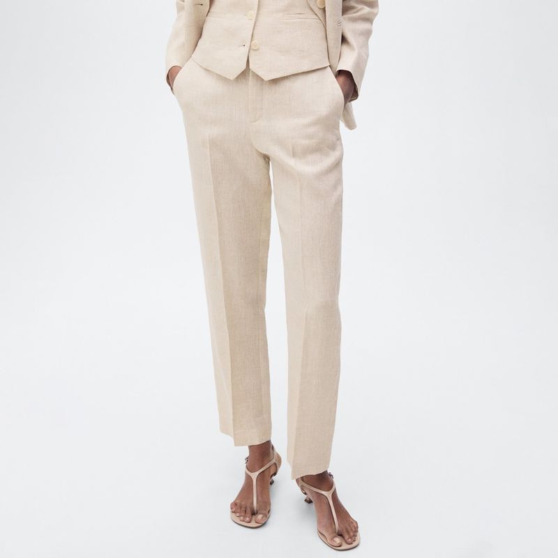 MANGO - Pantalón Recto Mujer Tiro alto MANGO