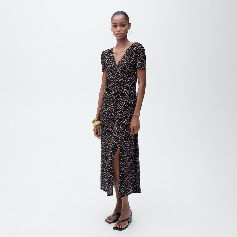 MANGO - Vestido Mujer Medio con Estampado Mango