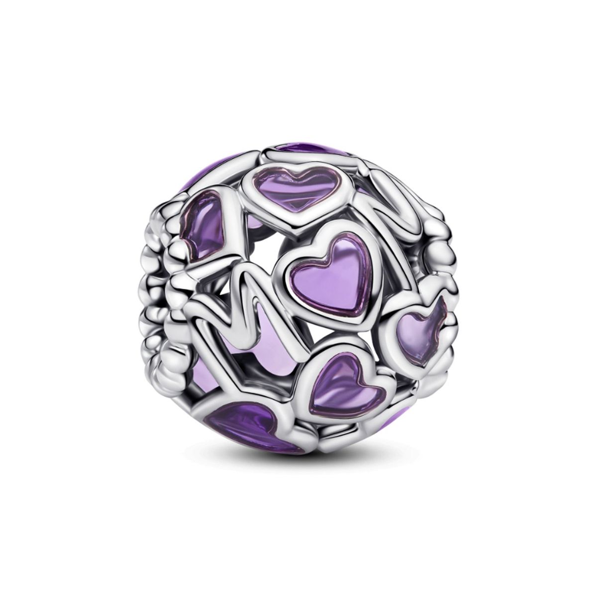 PANDORA - Charm Pandora Mama y Corazones de Filigrana Plata Esterlina
