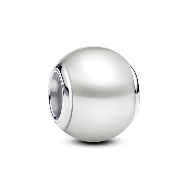 PANDORA - Charm Pandora Blanco Redondo Plata Esterlina