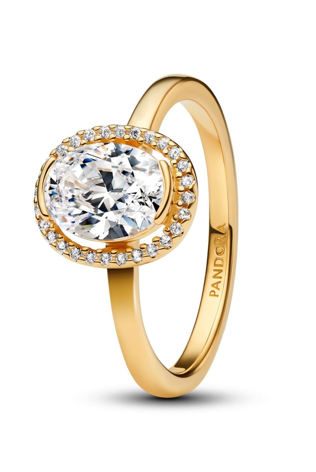 PANDORA - Anillo Pandora Halo Ovalado Brillante Recubrimiento en Oro