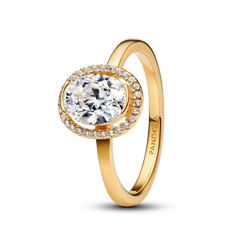 PANDORA - Anillo Pandora Halo Ovalado Brillante Recubrimiento en Oro