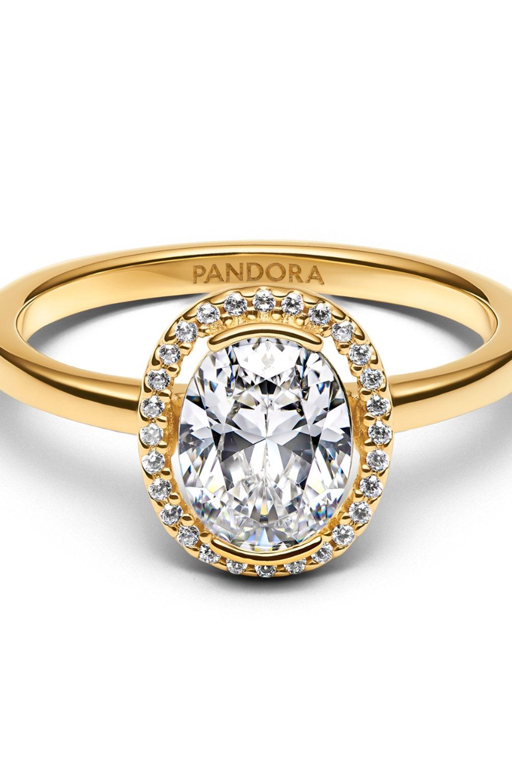 PANDORA - Anillo Pandora Halo Ovalado Brillante Recubrimiento en Oro