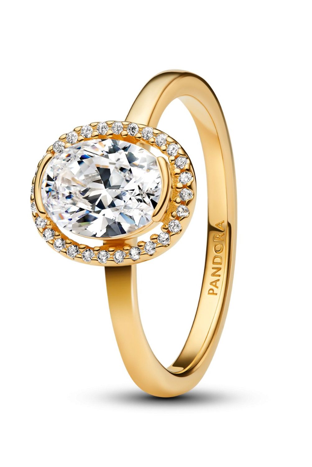PANDORA - Anillo Pandora Halo Ovalado Brillante Recubrimiento en Oro