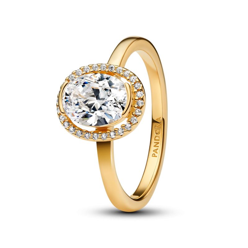 PANDORA - Anillo Pandora Halo Ovalado Brillante Recubrimiento en Oro
