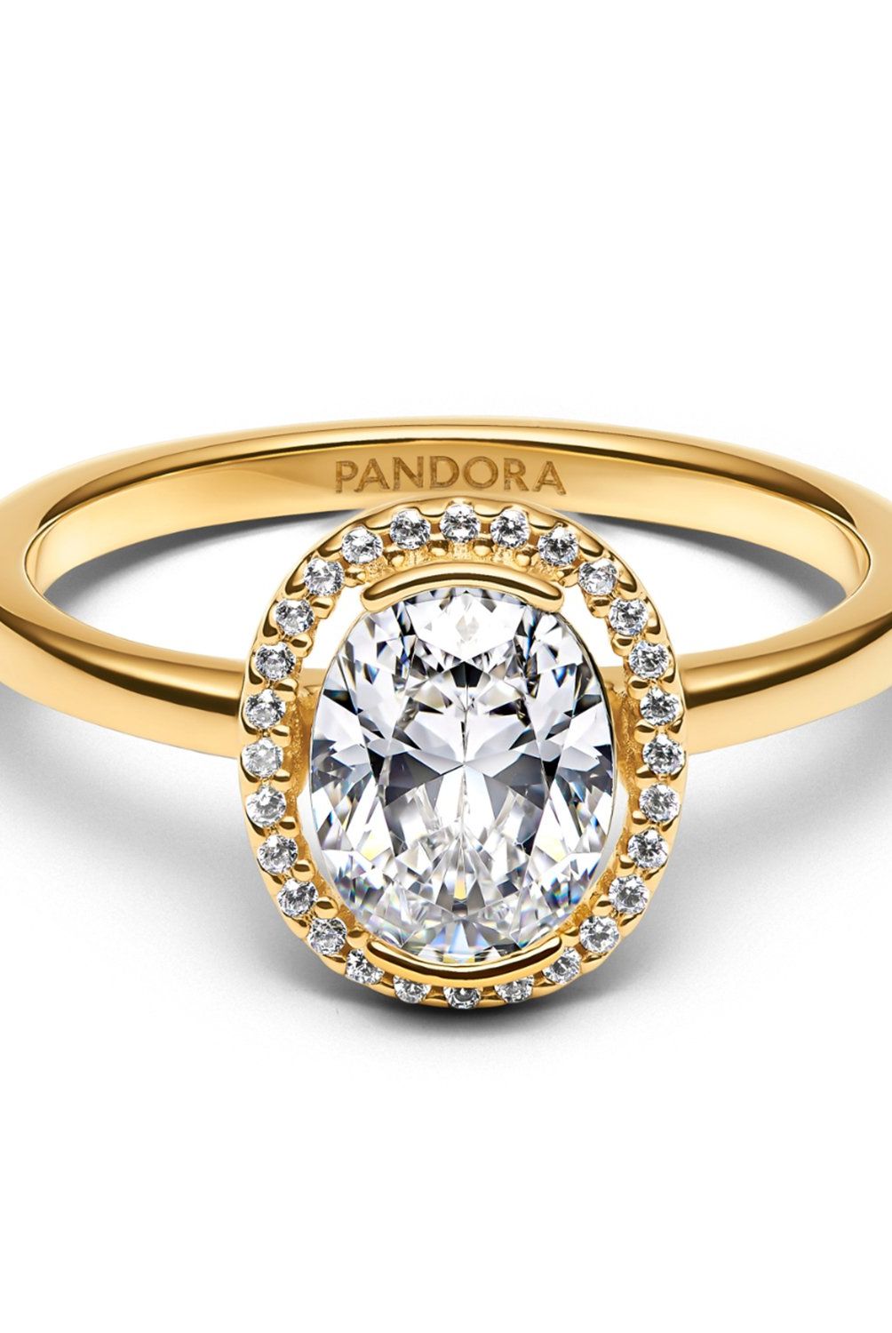 PANDORA - Anillo Pandora Halo Ovalado Brillante Recubrimiento en Oro