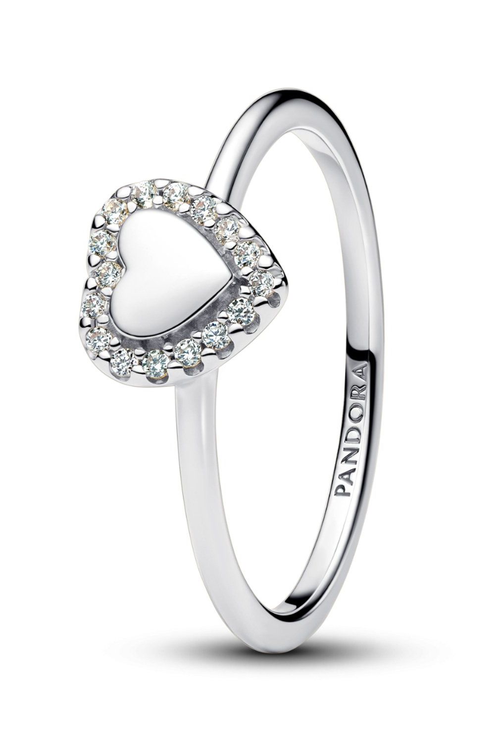 PANDORA - Anillo Pandora Halo y Corazón Grabable Plata Esterlina