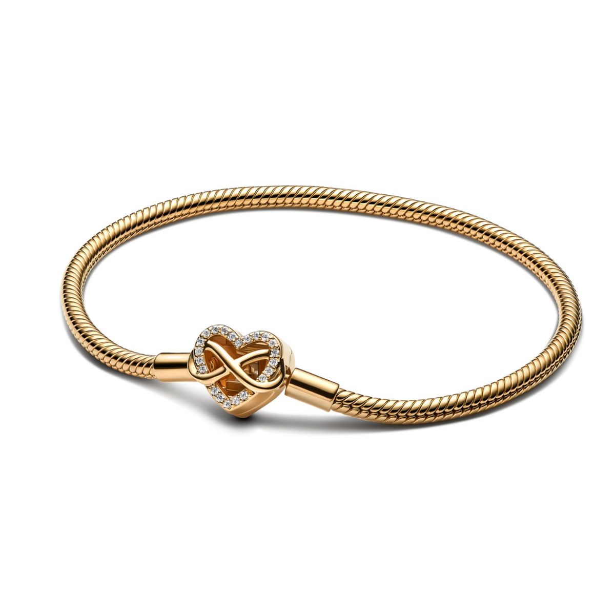 PANDORA - Brazalete Pandora Cierre de Corazón Infinito Brillante Recubrimiento en Oro