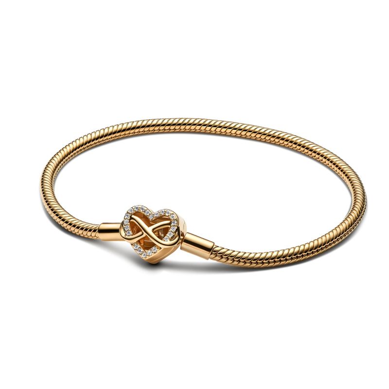 PANDORA - Brazalete Pandora Cierre de Corazón Infinito Brillante Recubrimiento en Oro