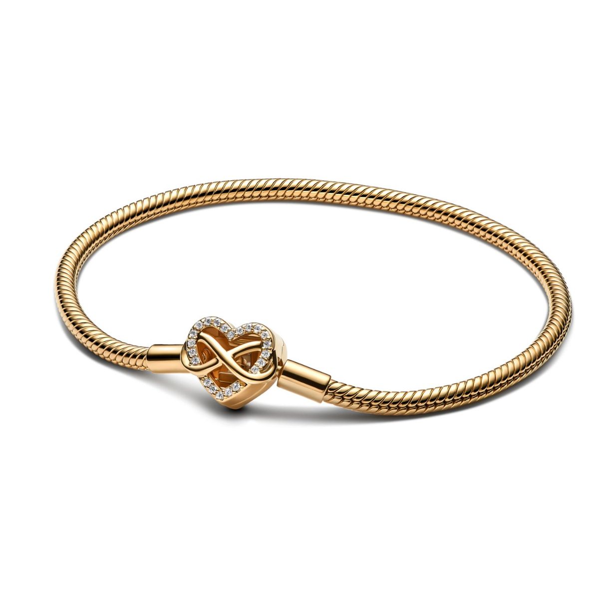 PANDORA - Brazalete Pandora Cierre de Corazón Infinito Brillante Recubrimiento en Oro