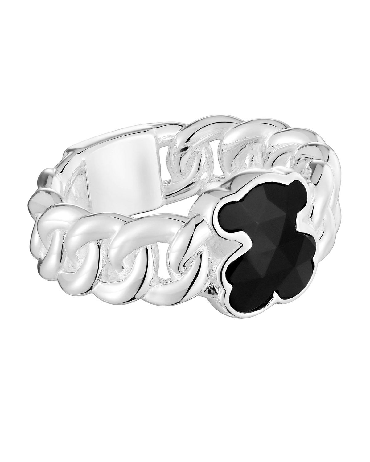 Anillo mediano de plata y motivo oso en ónix Icon Color TOUS