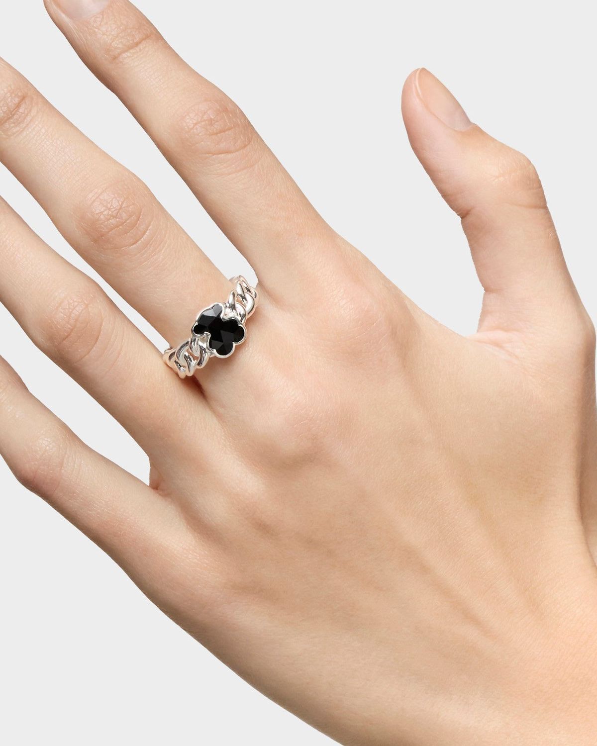 Anillo mediano de plata y motivo oso en ónix Icon Color TOUS