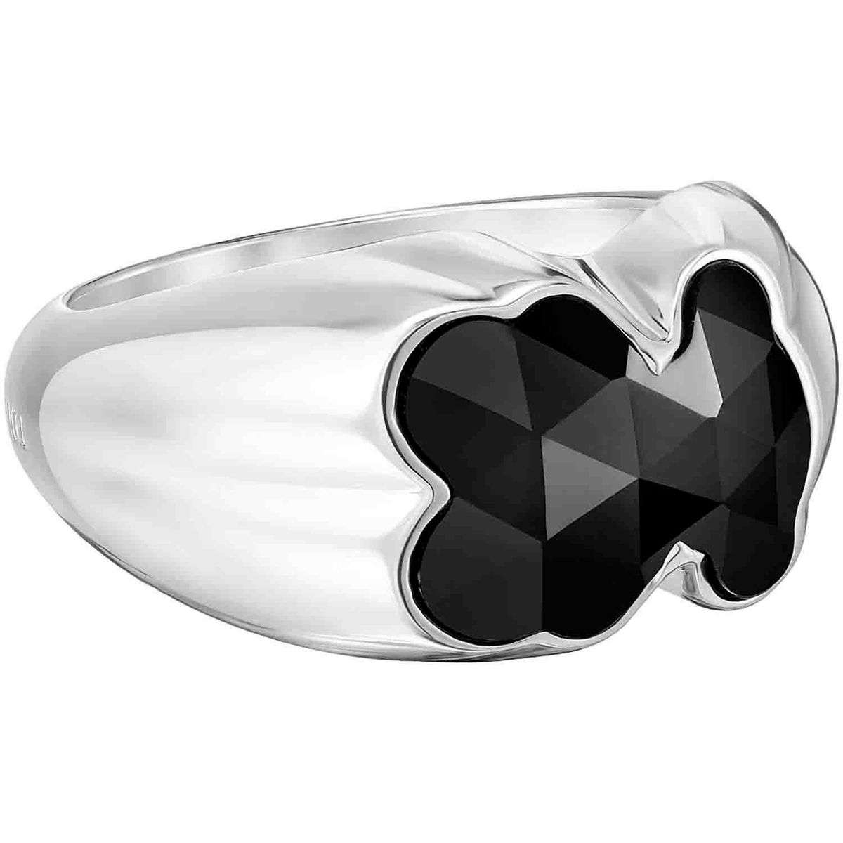 TOUS - Anillo mediano de plata y motivo oso en ónix Icon Color