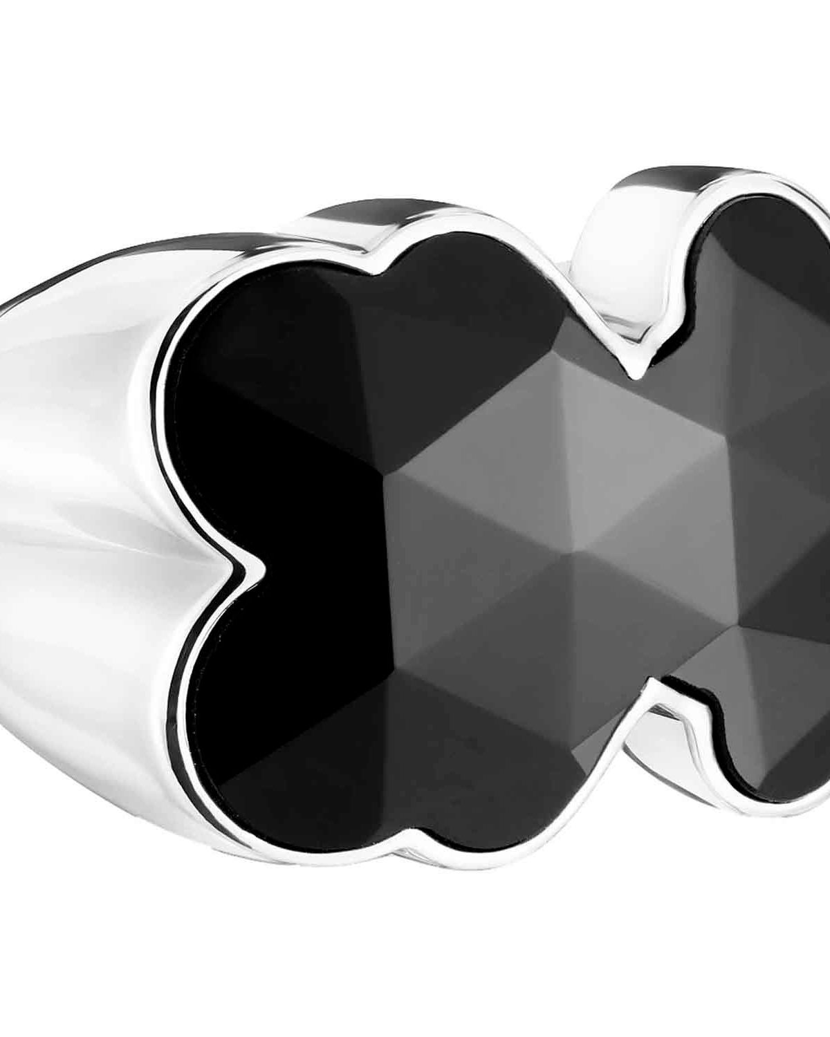 Anillo sello de plata y motivo oso en ónix Icon Color TOUS