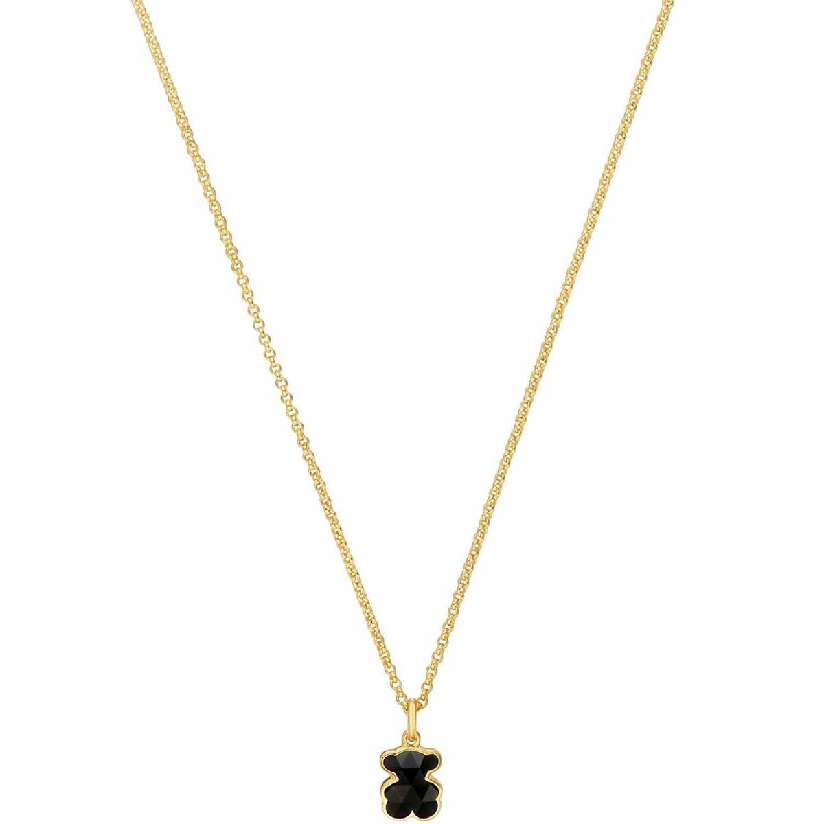 TOUS - Collar corto con baño de oro 18 kt sobre plata y motivo oso en ónix Icon Color