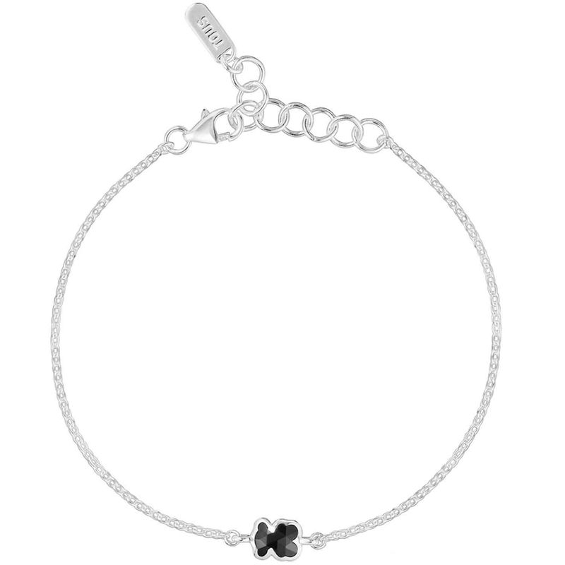 TOUS - Pulsera cadena de plata y motivo oso en ónix 6 mm Icon Color