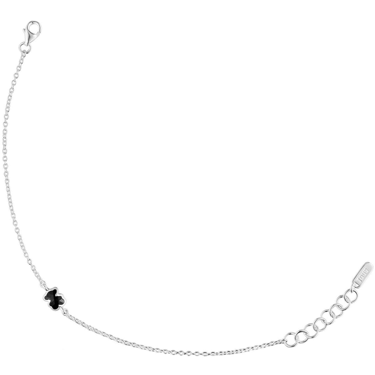 TOUS - Pulsera cadena de plata y motivo oso en ónix 6 mm Icon Color