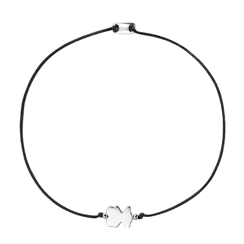 TOUS - Pulsera de plata y nylon negro con motivo oso Sweet Dolls
