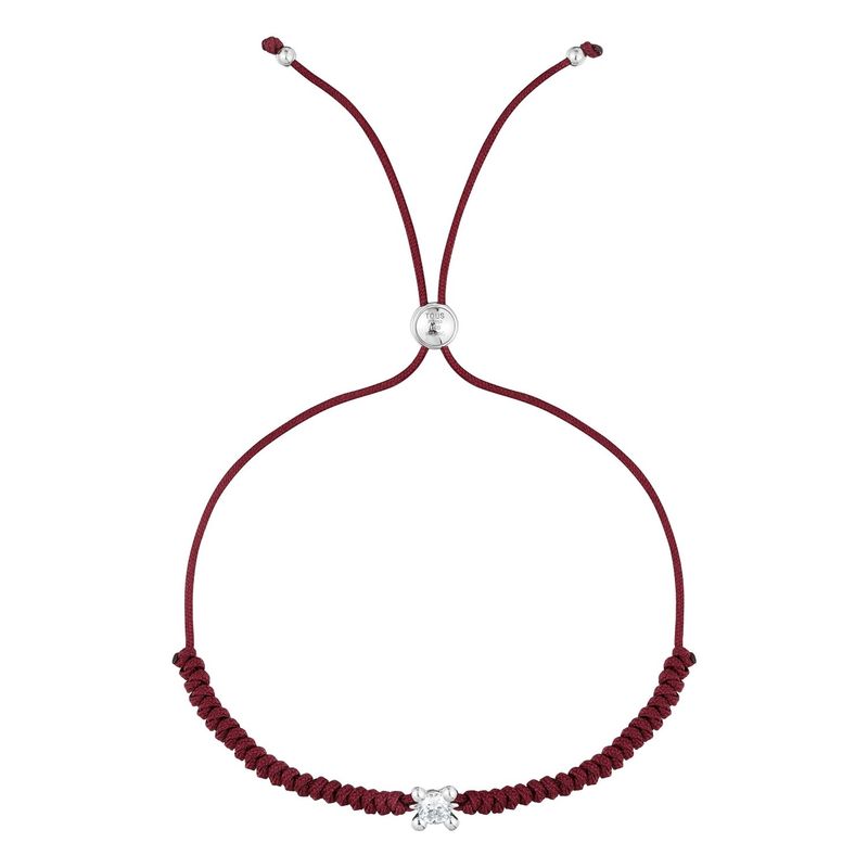 TOUS - Pulsera de platino con diamante creado en laboratorio y nylon burdeos Shine LGD