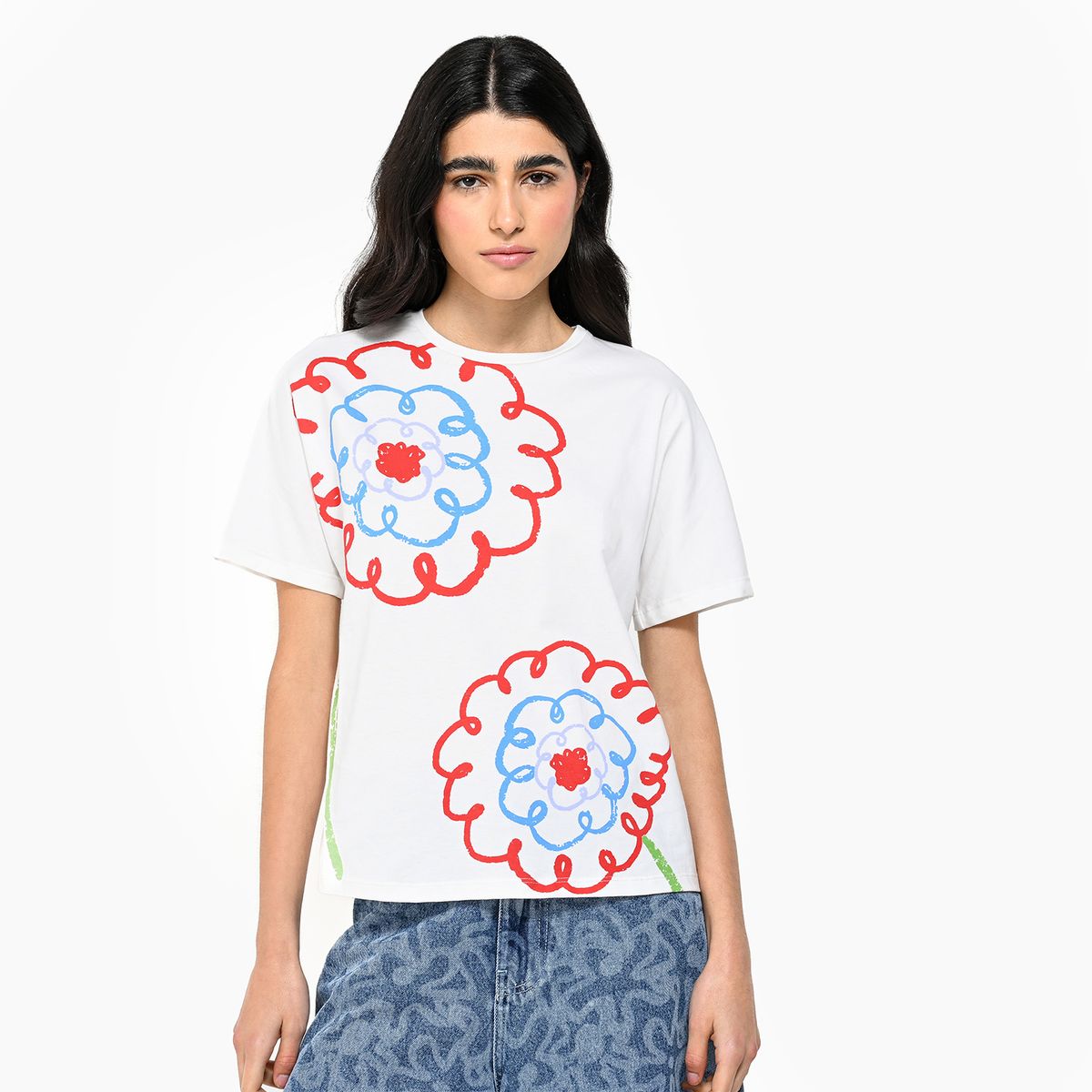 SIXXTA X SYBILLA - Camiseta Mujer con Estampado Manga corta de Algodón SIXXTA x SYBILLA