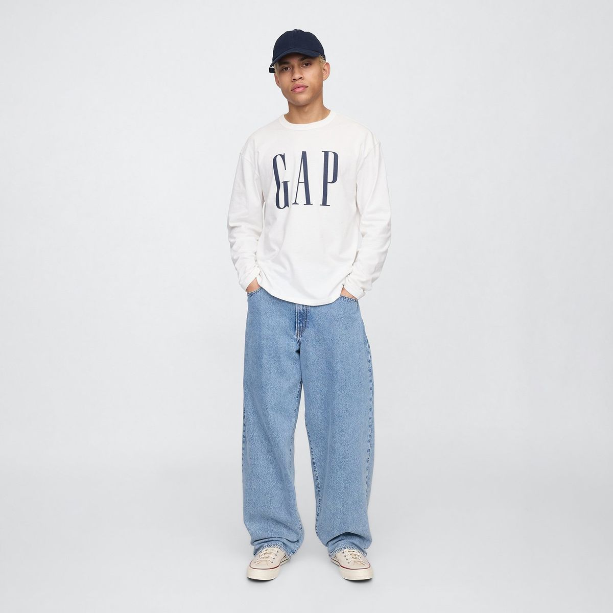 GAP - Camiseta Hombre Manga larga con Logo de Algodón GAP