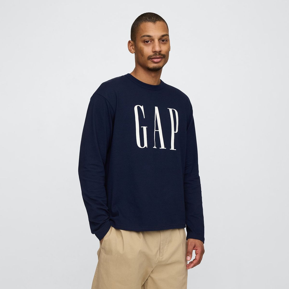 GAP - Camiseta Hombre Manga larga con Logo de Algodón GAP