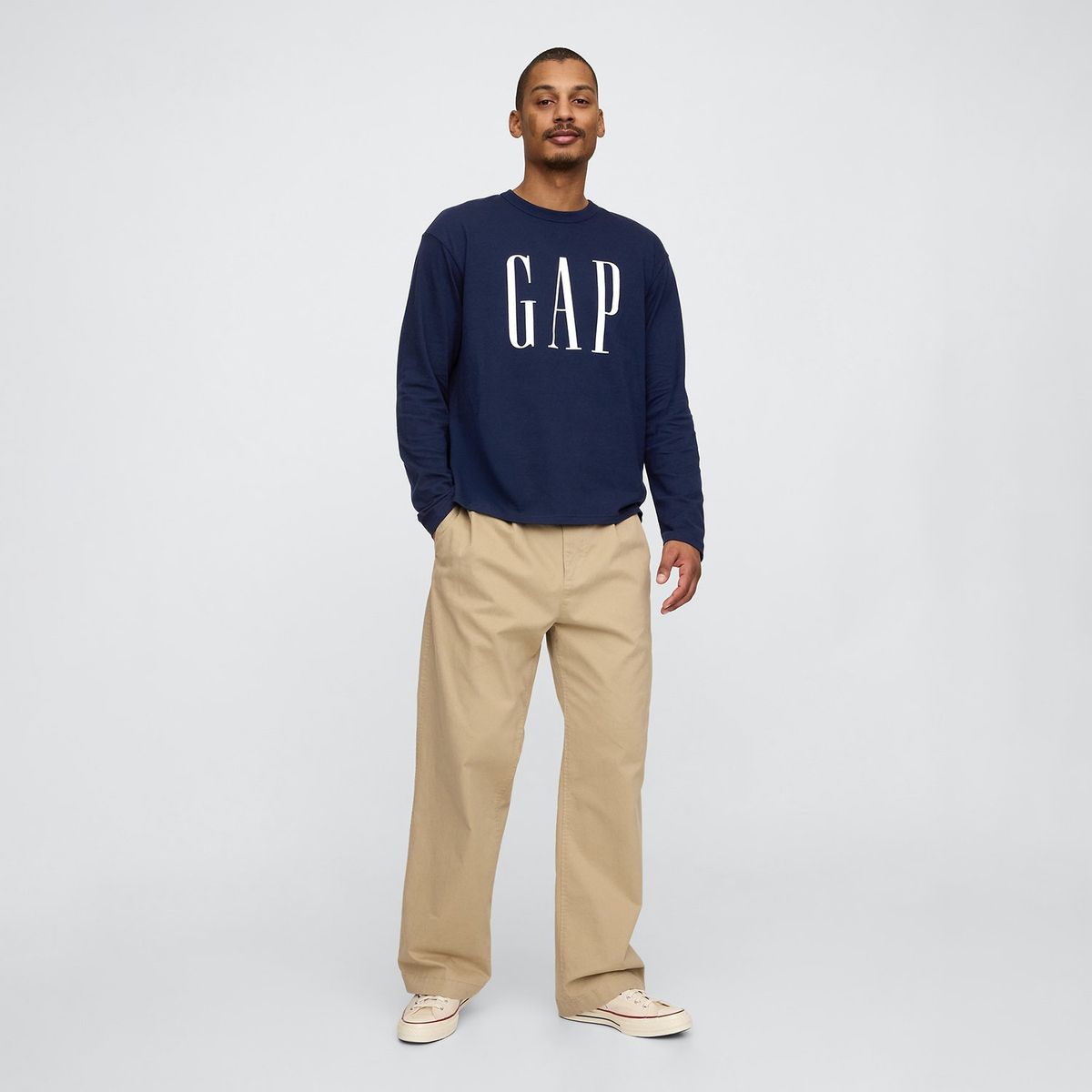 GAP - Camiseta Hombre Manga larga con Logo de Algodón GAP