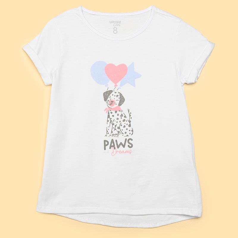YAMP - Camiseta para Niña con Estampado Manga corta de Algodón Yamp