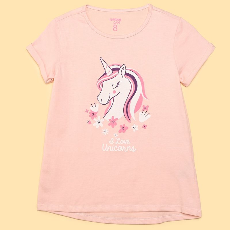 YAMP - Camiseta para Niña con Estampado Manga corta de Algodón Yamp