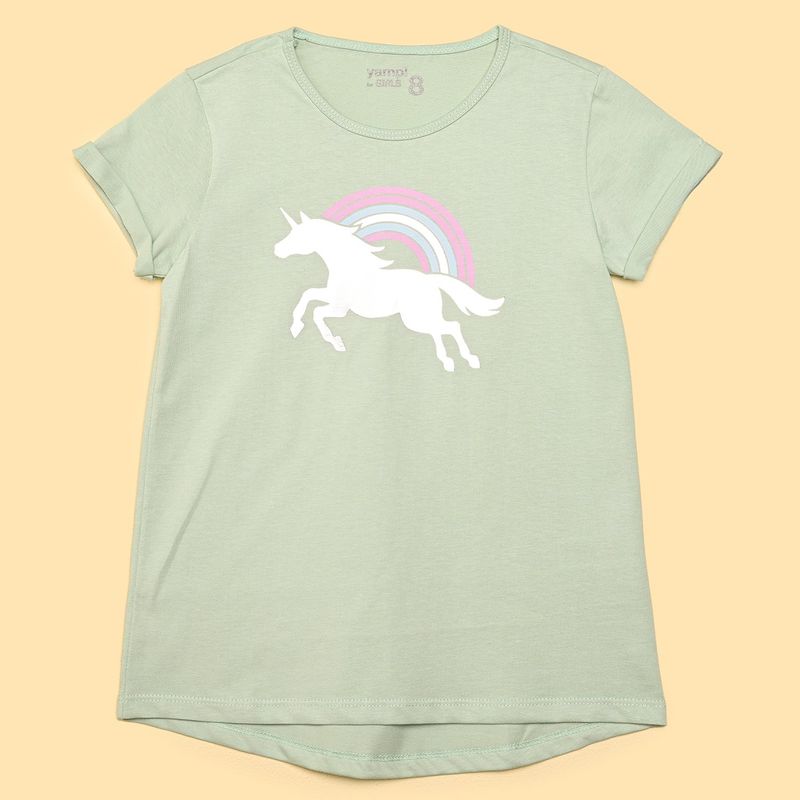 YAMP - Camiseta para Niña con Estampado Manga corta de Algodón Yamp