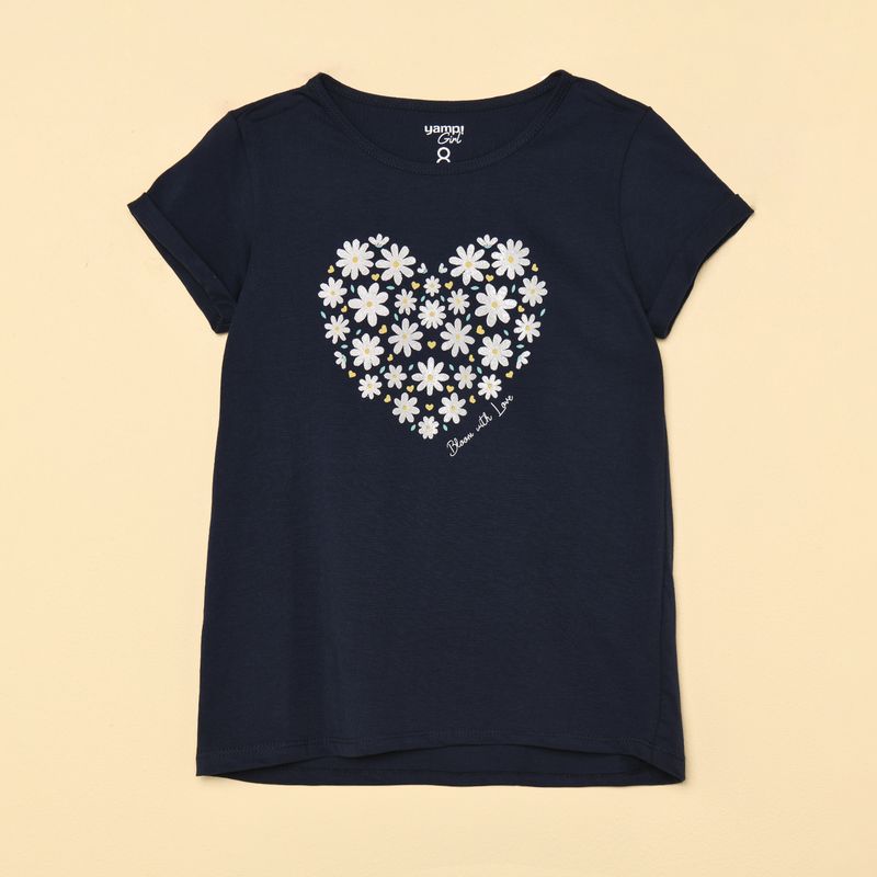YAMP - Camiseta para Niña con Estampado Manga corta de Algodón Yamp