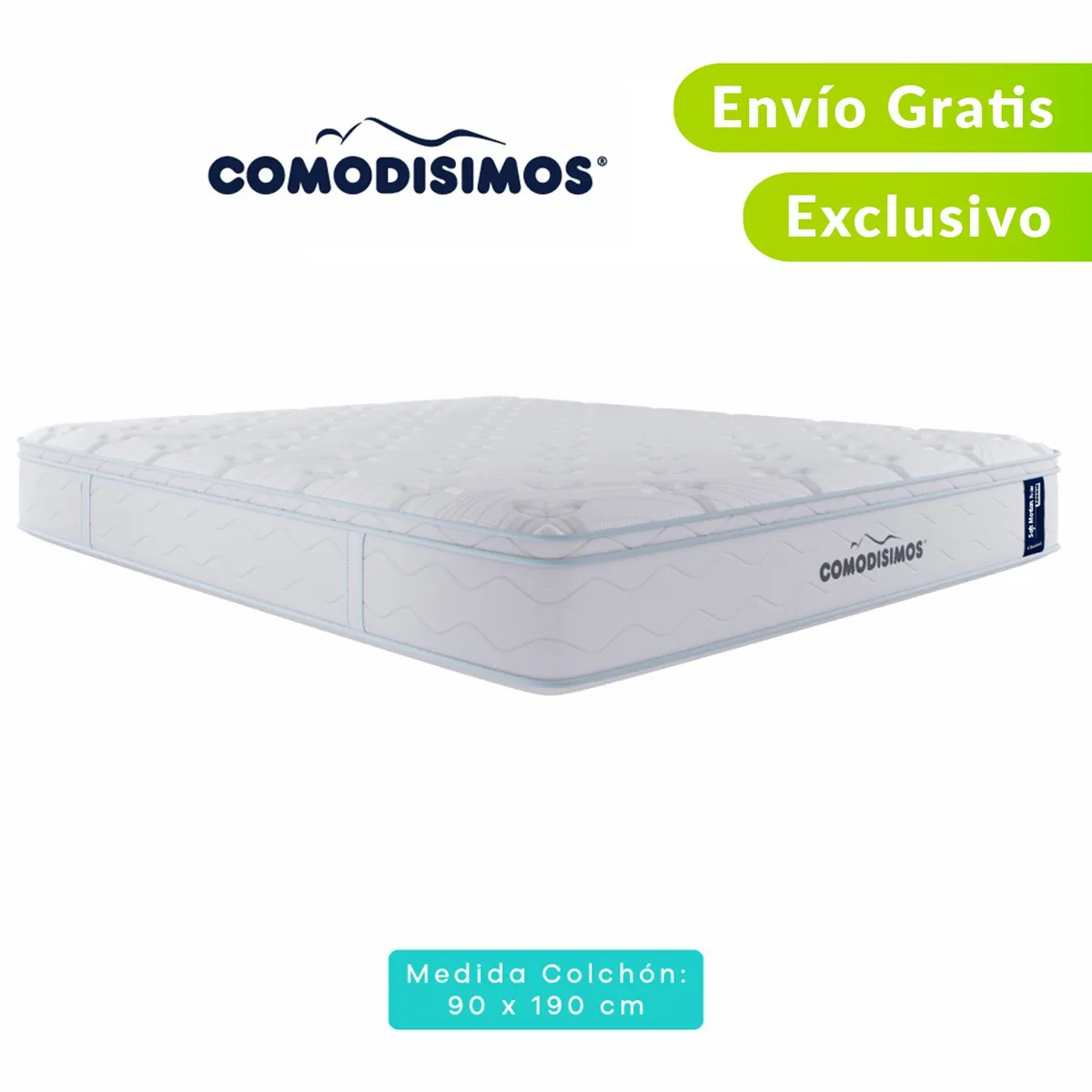 COMODISIMOS - Colchón Sencillo Firmeza Suave Ortopédico Resortado con Pillow Línea Access 100 x 190 cm  + Almohada + Protector Comodisimos 