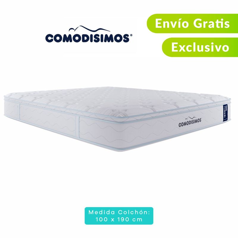 COMODISIMOS - Colchón Sencillo Firmeza Suave Ortopédico Resortado con Pillow Línea Access 100 x 190 cm  + Almohada + Protector Comodisimos 