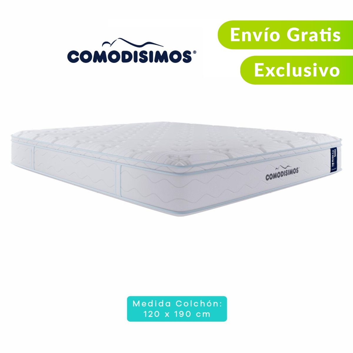 COMODISIMOS - Colchón Semidoble Firmeza Suave Ortopédico Resortado con Pillow Línea Access 120 x 190 cm  + Almohada + Protector Comodisimos 