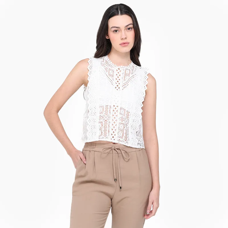 BASEMENT - Blusa Mujer Sin mangas de Algodón Basement