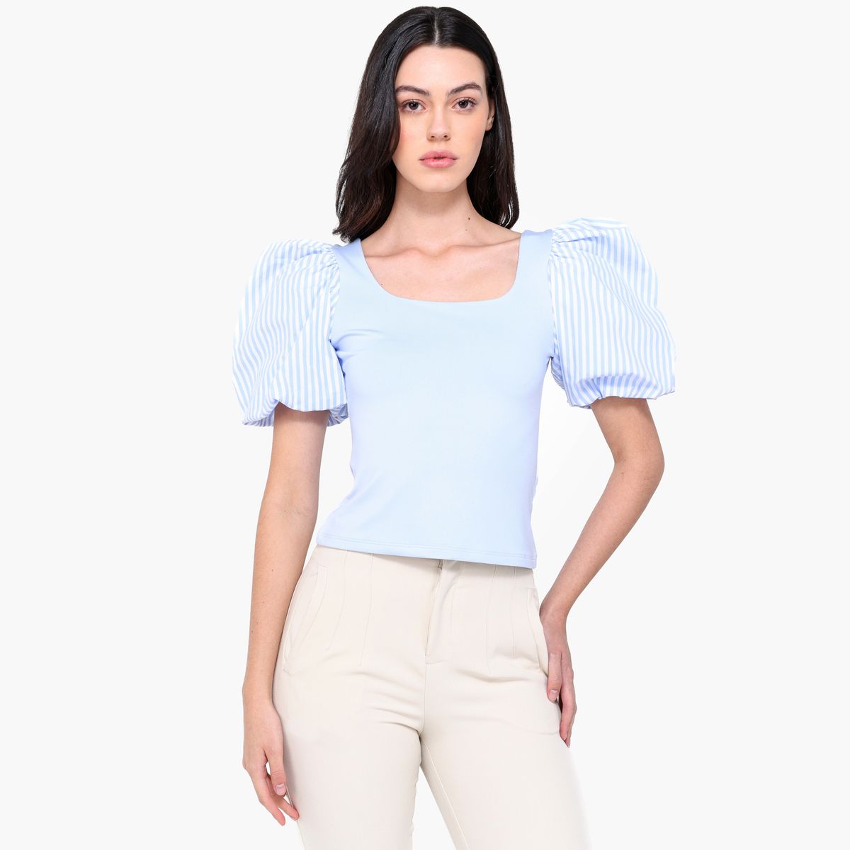 BASEMENT - Top Mujer Manga corta Basement Slim fit