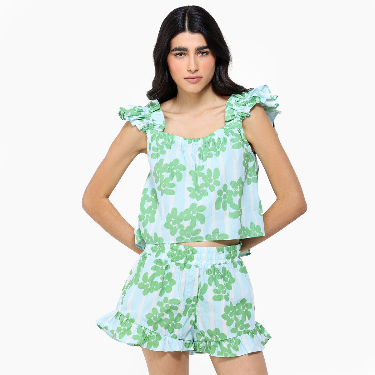 SIXXTA X SYBILLA - Conjunto de pijama con short Mujer Corto Sin mangas de Algodón SIXXTA x SYBILLA