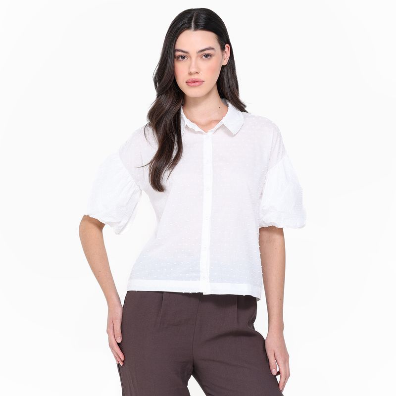 BASEMENT - Camisa Mujer Manga corta de Algodón Basement