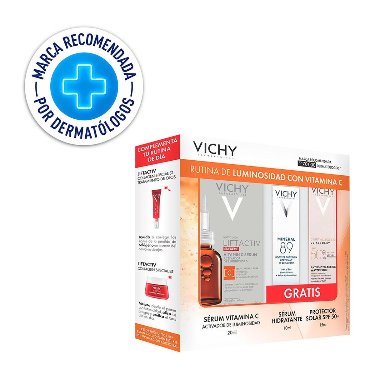 VICHY - Sérum Vichy Kit Liftactiv Retinol 30Ml + Liftactiv Collagen Specialist 15Ml + Capital Soleil Uv Age 15Ml Vichy Incluye: 3 Productos