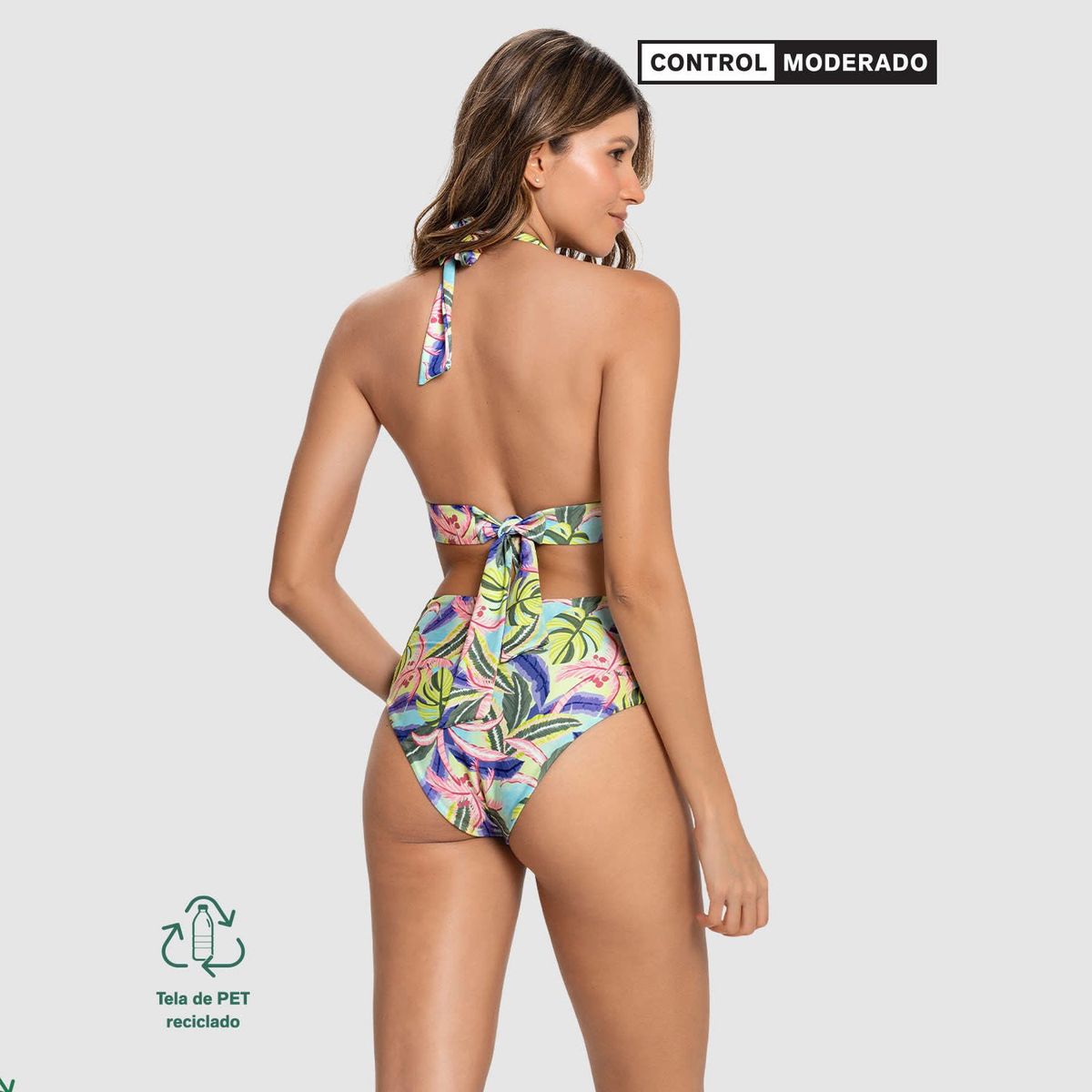 LEONISA - Vestido de Baño Bikini triangular con panty tiro alto de control