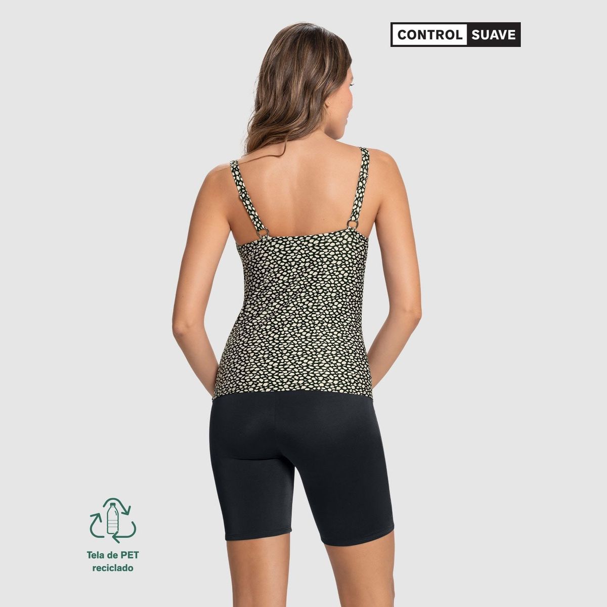 LEONISA - Vestido de baño de 2 piezas con camiseta y short de buen cubrimiento Tankini