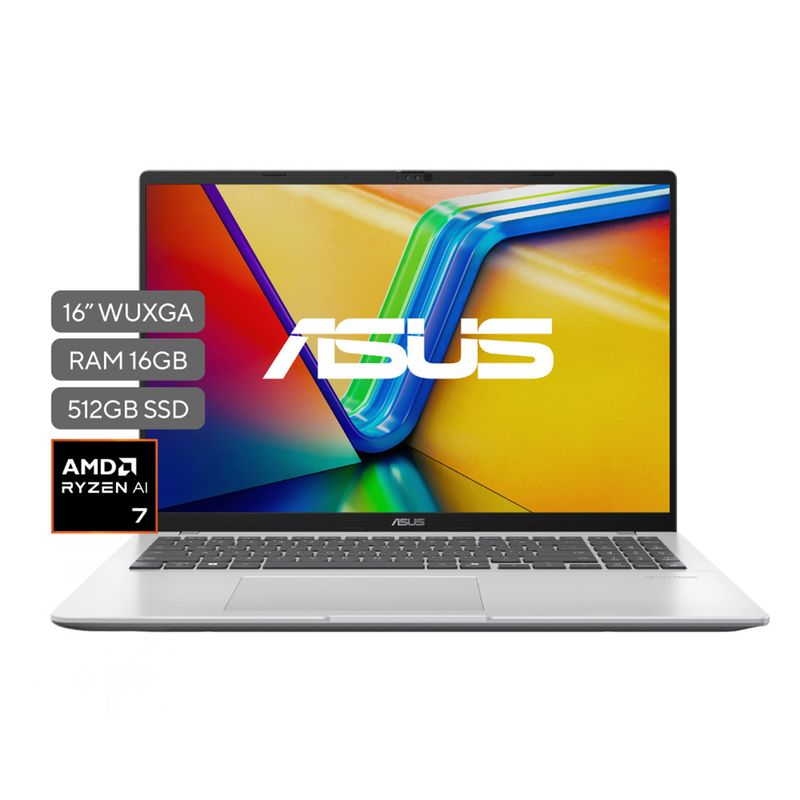 ASUS - Portátil ASUS Vivobook 16 | AMD Ryzen AI 7 | 16 GB de RAM | 512GB SSD de almacenamiento | Windows 11 |16 Pulgadas | M1607KA-MB068W |  Computador portátil