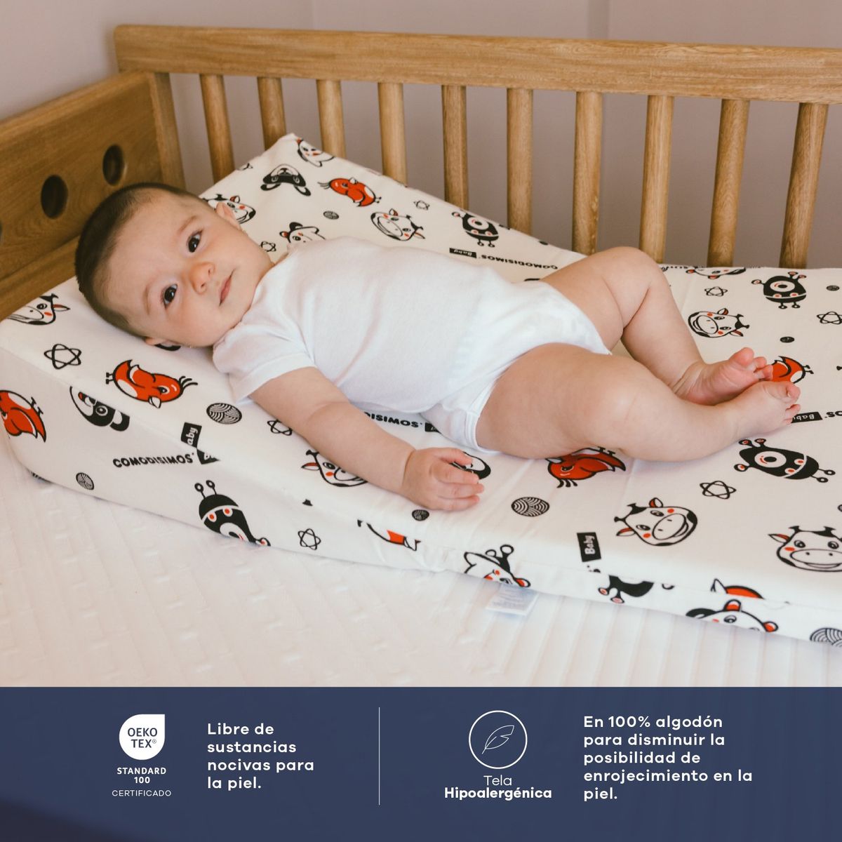 COMODISIMOS - Colchoneta Antirreflujo para Bebés Funda Removible, Facil Limpieza, Hipoalergénica 55 x 80 cm Comodisimos