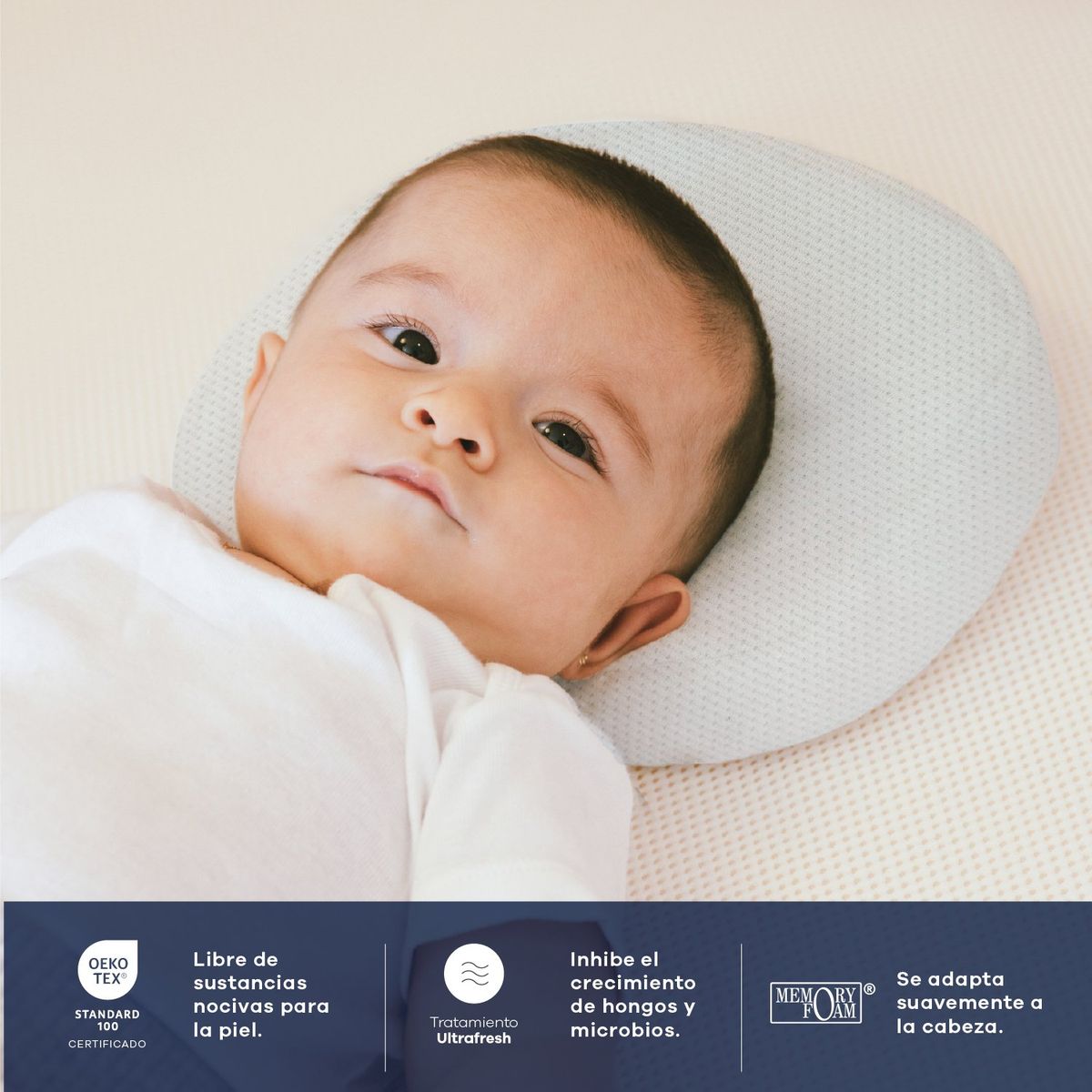 COMODISIMOS - Almohada para Bebé Ergonómica e Hipoalergénica Suave -  Soporte para Lactancia, Cólicos y Descanso - Fácil de Lavar y Portátil 26 x 23 x 5 cm Comodisimos