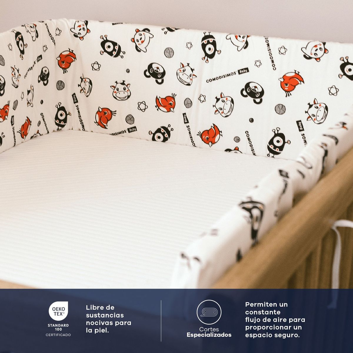 COMODISIMOS - Protector de Cuna para Bebés Hipoalergénico Seguro, Suave y Transpirable - Protección para Bebés contra Golpes, Fácil de Lavar y Ajustable 400 x 30 x 3 cm Comodisimos